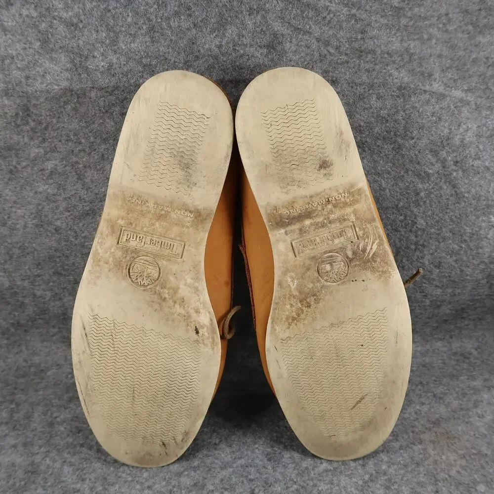 Timberland Boat Shoes Mens 9 Leather Casual Moc Toe Two Eye Brown Retro Classic
